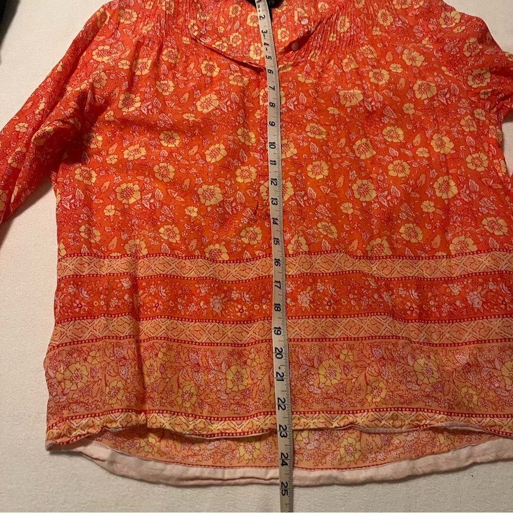 J. Crew Red/Orange Floral Blouse cotton size 8 - Picture 9 of 10